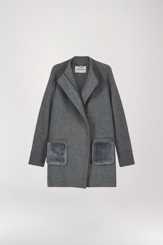 Manteau bi-matière gris