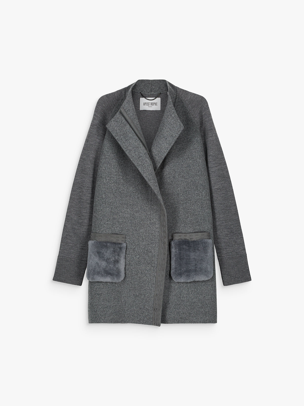 Gray mid-season wool cashmere coat