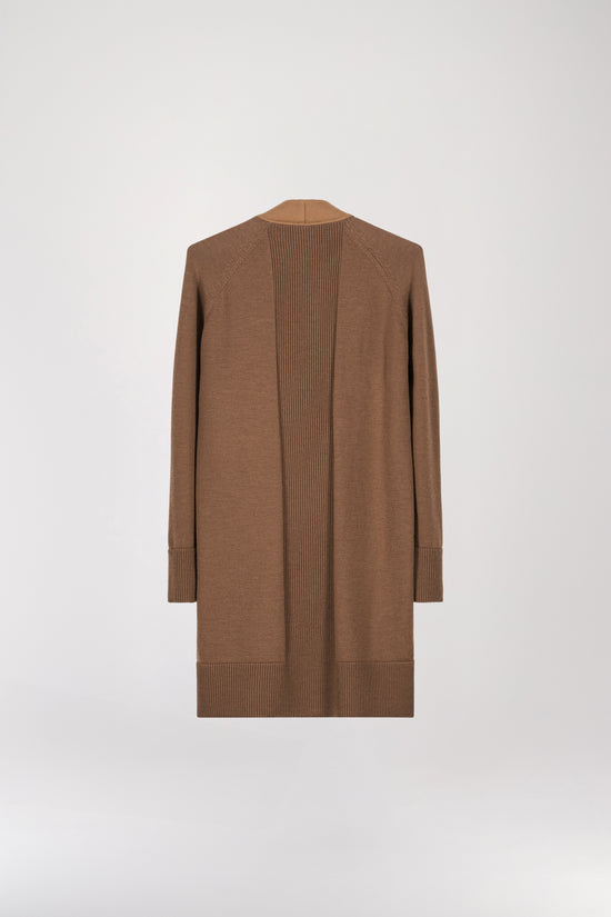 Camel bi-material coat