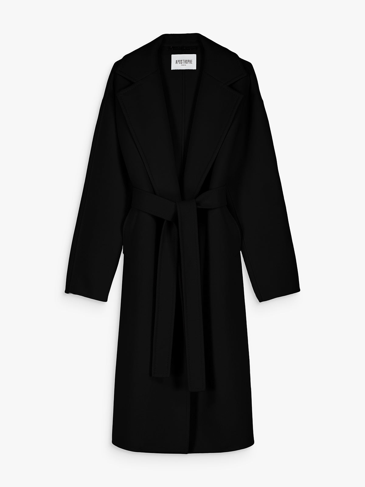 Manteau long laine cachemire noir