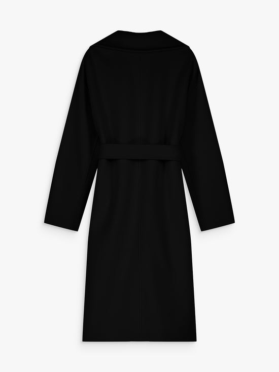 Manteau double face en laine noir avec ceinture à la taille et coupe oversize