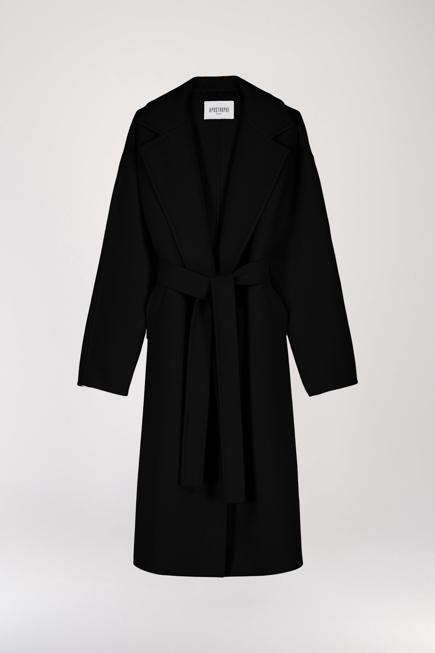 Long black wool cashmere coat