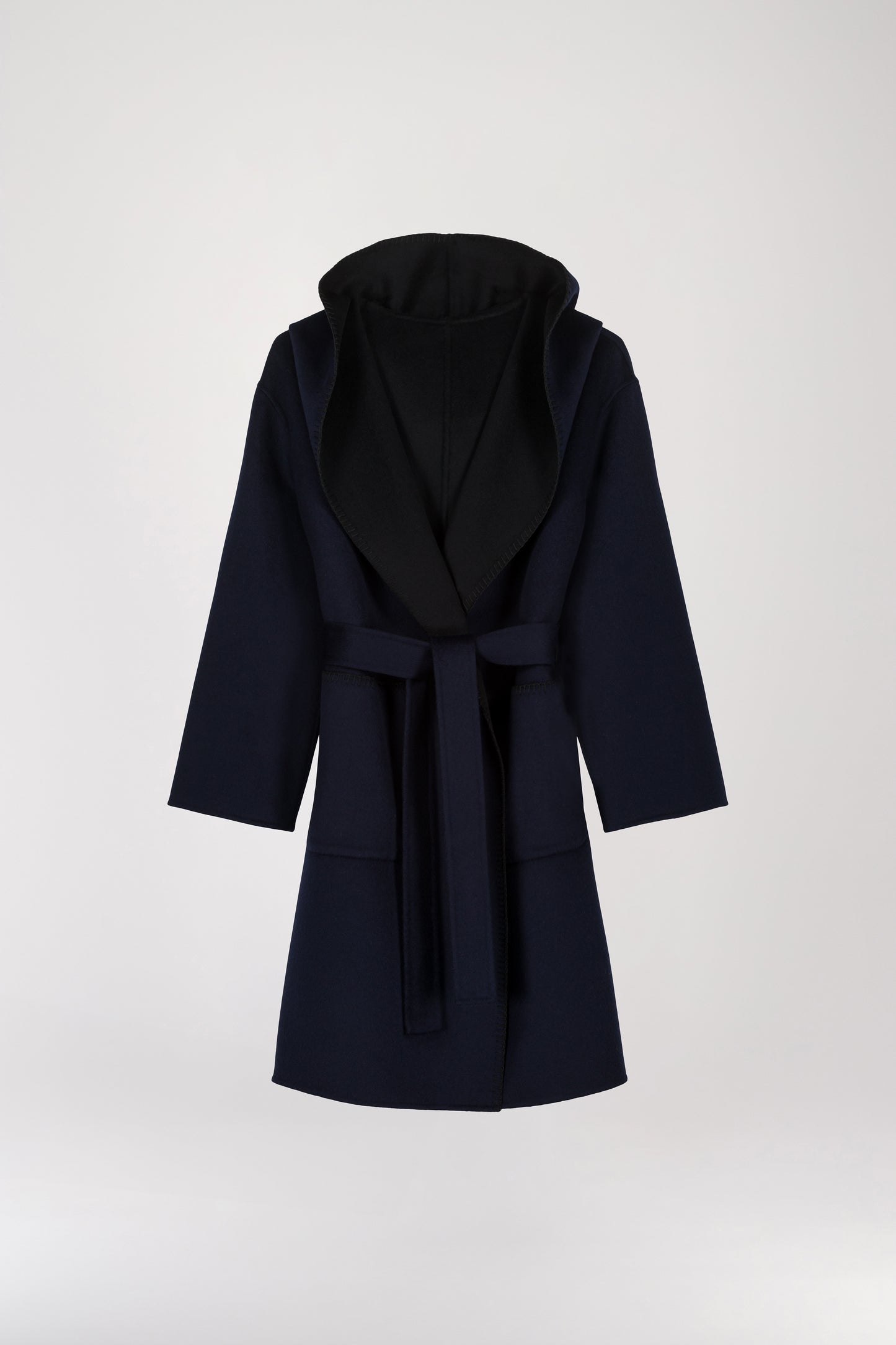 Reversible mid-length black and navy coat