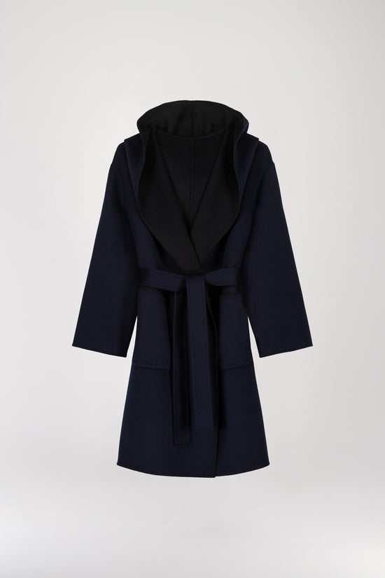 Reversible mid-length black and navy coat