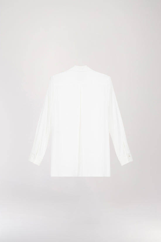 Straight shirt with off-white knit collar