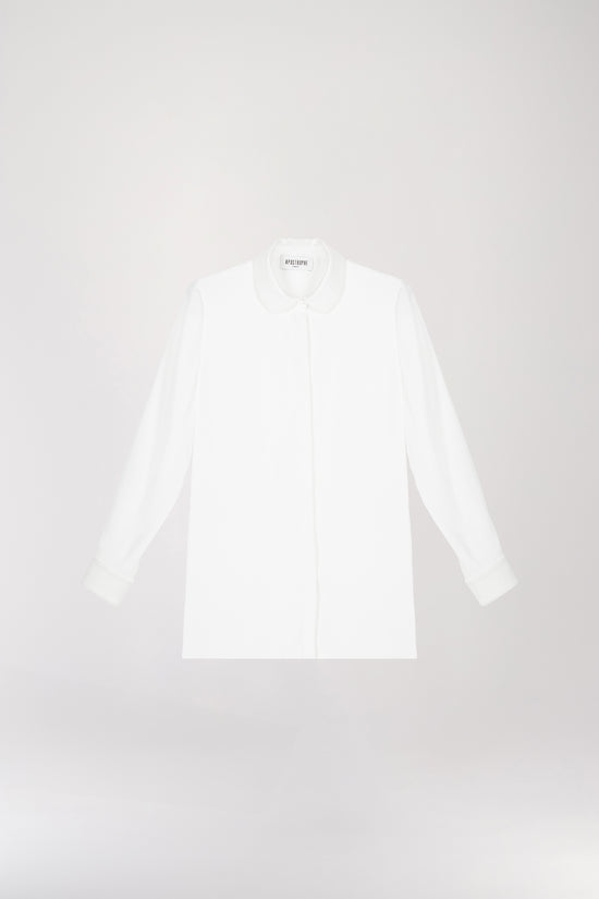 Straight shirt with off-white knit collar