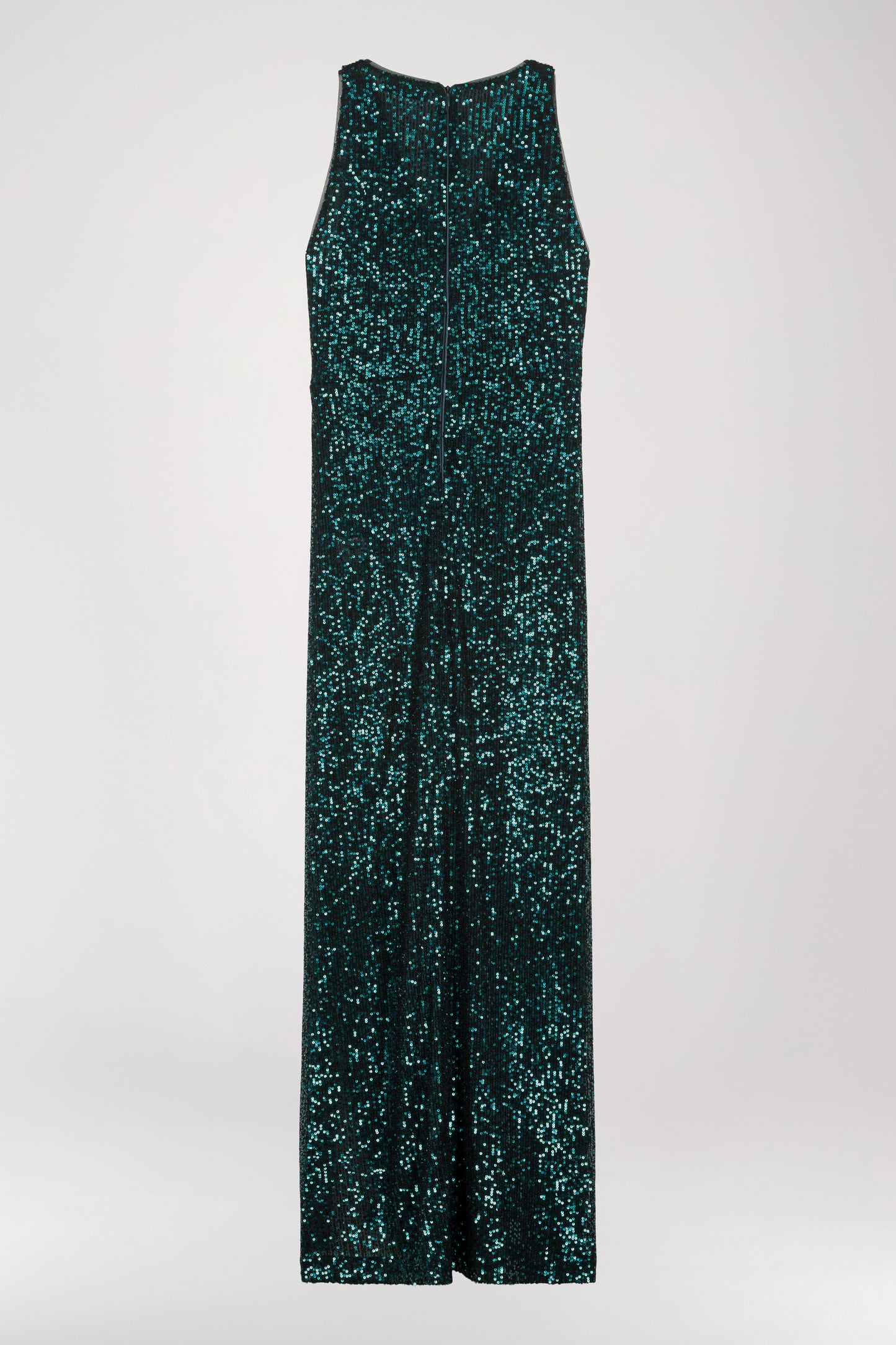 Long dark green sequin dress