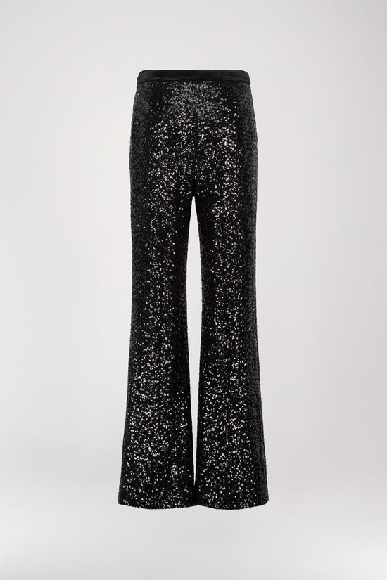 Black sequin flared pants