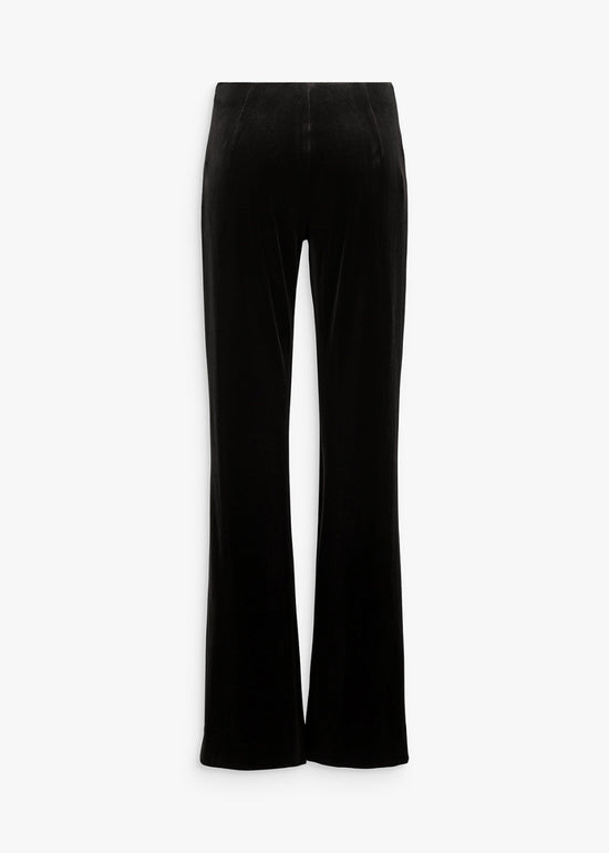 Pantalon coupe évasée en velours noir et zip invisible 