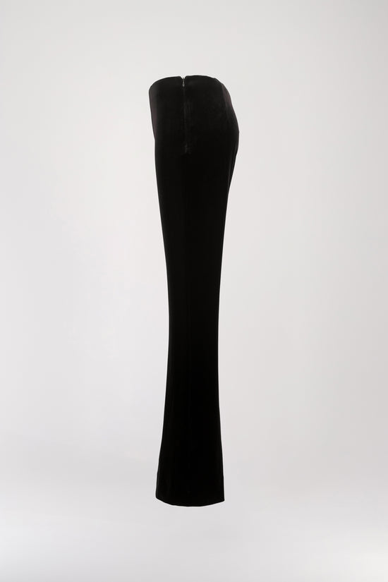 Black velvet flared pants