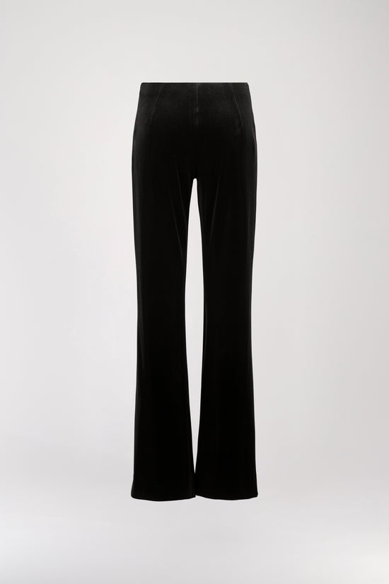 Black velvet flared pants