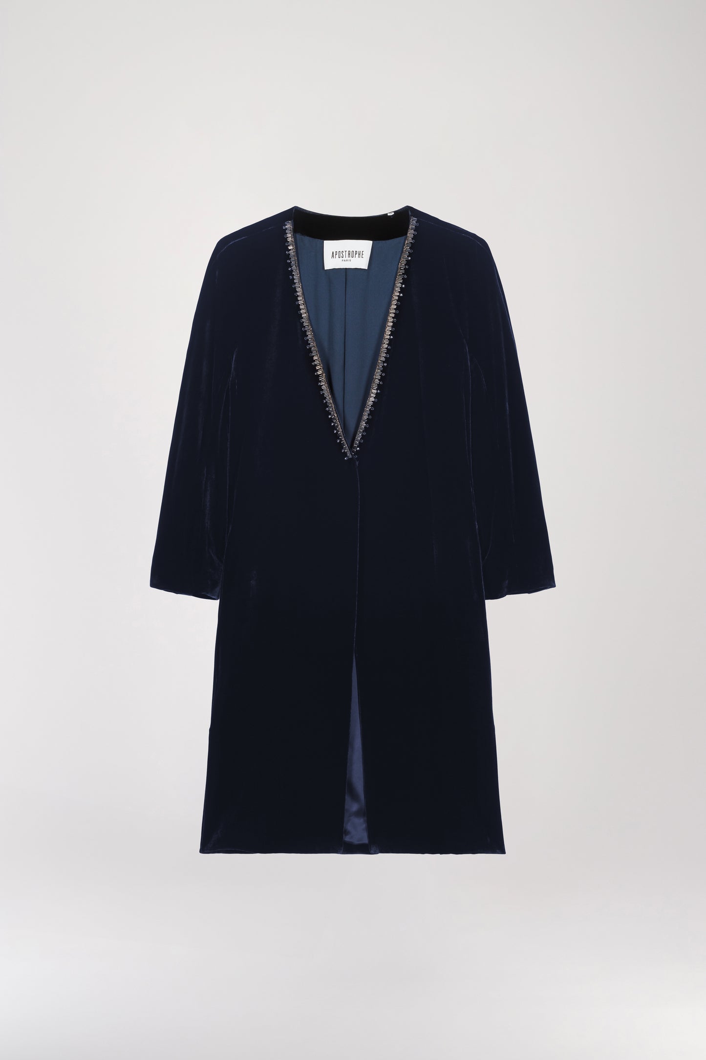 Long navy velvet jacket