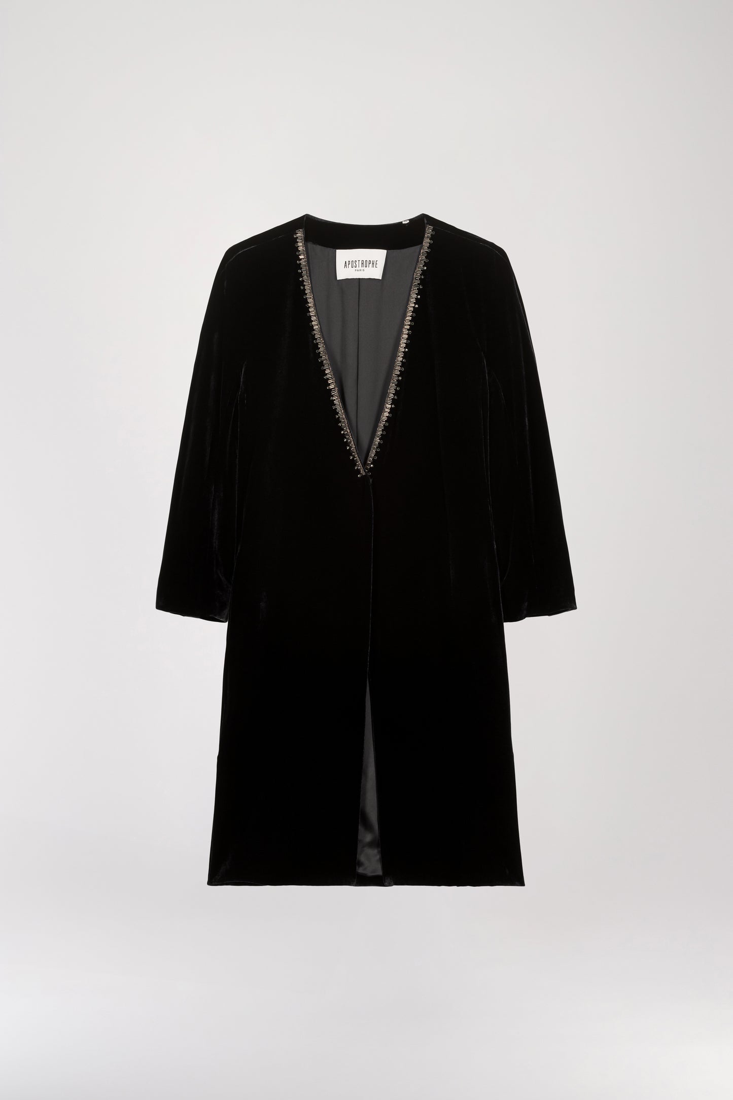 Long black velvet jacket