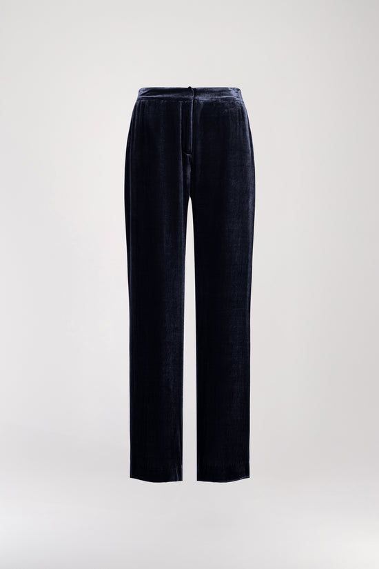 Wide-leg navy velvet pants