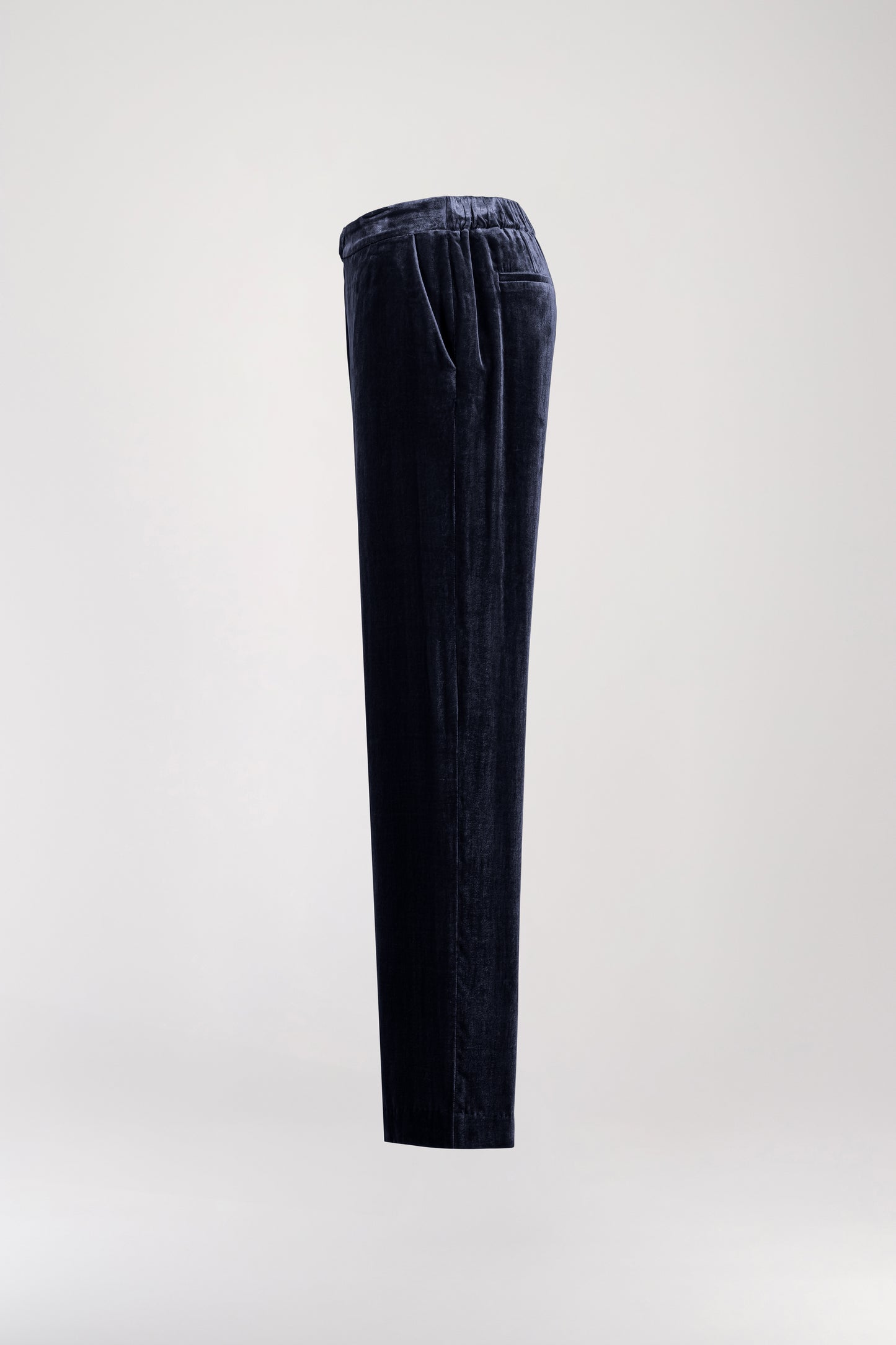 Wide-leg navy velvet pants