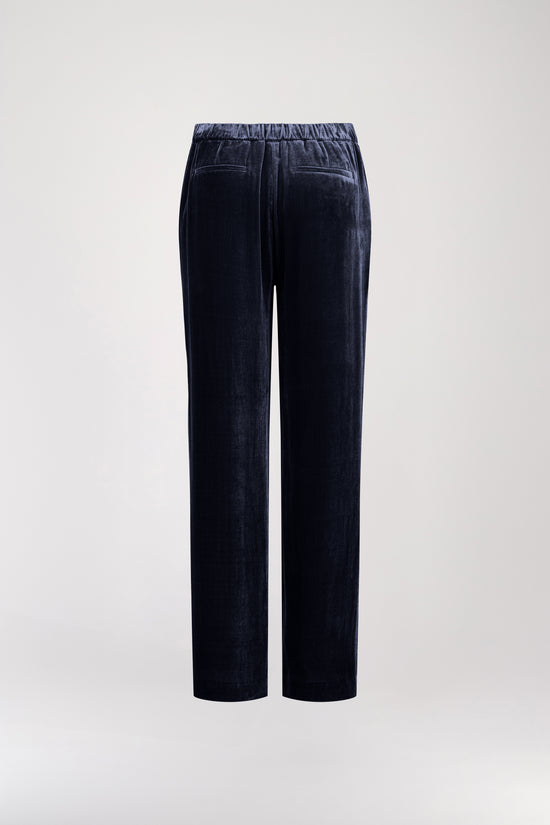 Wide-leg navy velvet pants