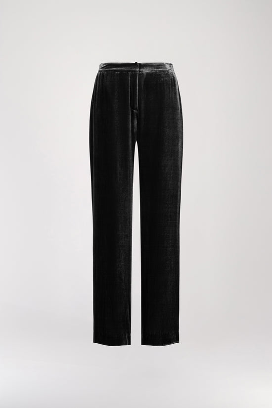 Wide black velvet pants