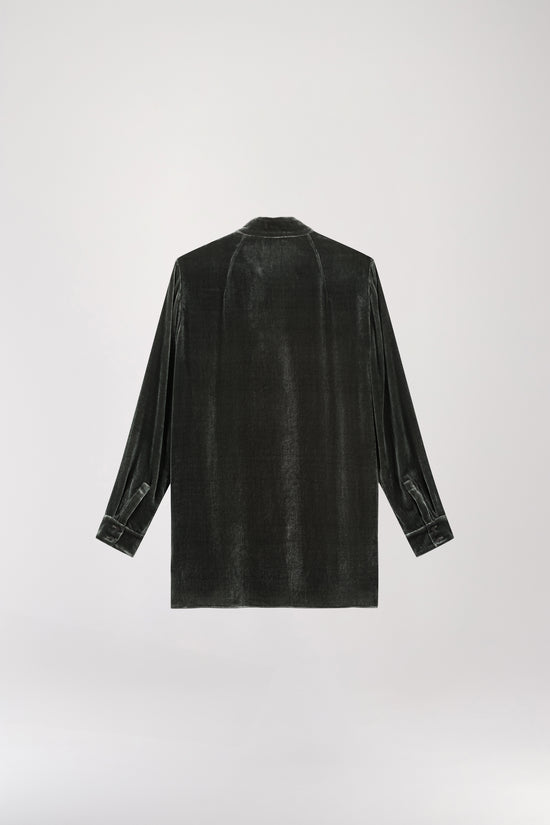 Gray green velvet shirt