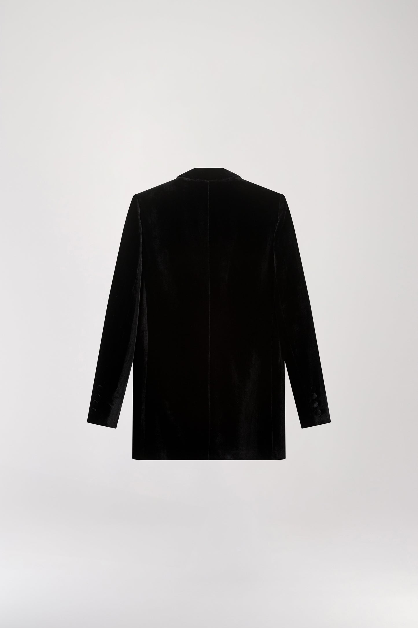 Black velvet double-breasted blazer