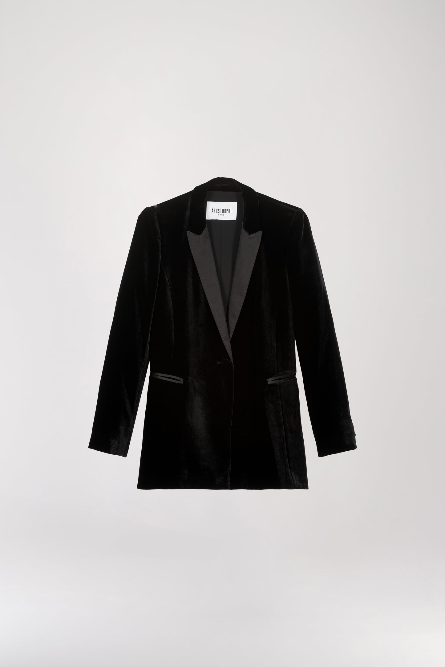 Black velvet double-breasted blazer