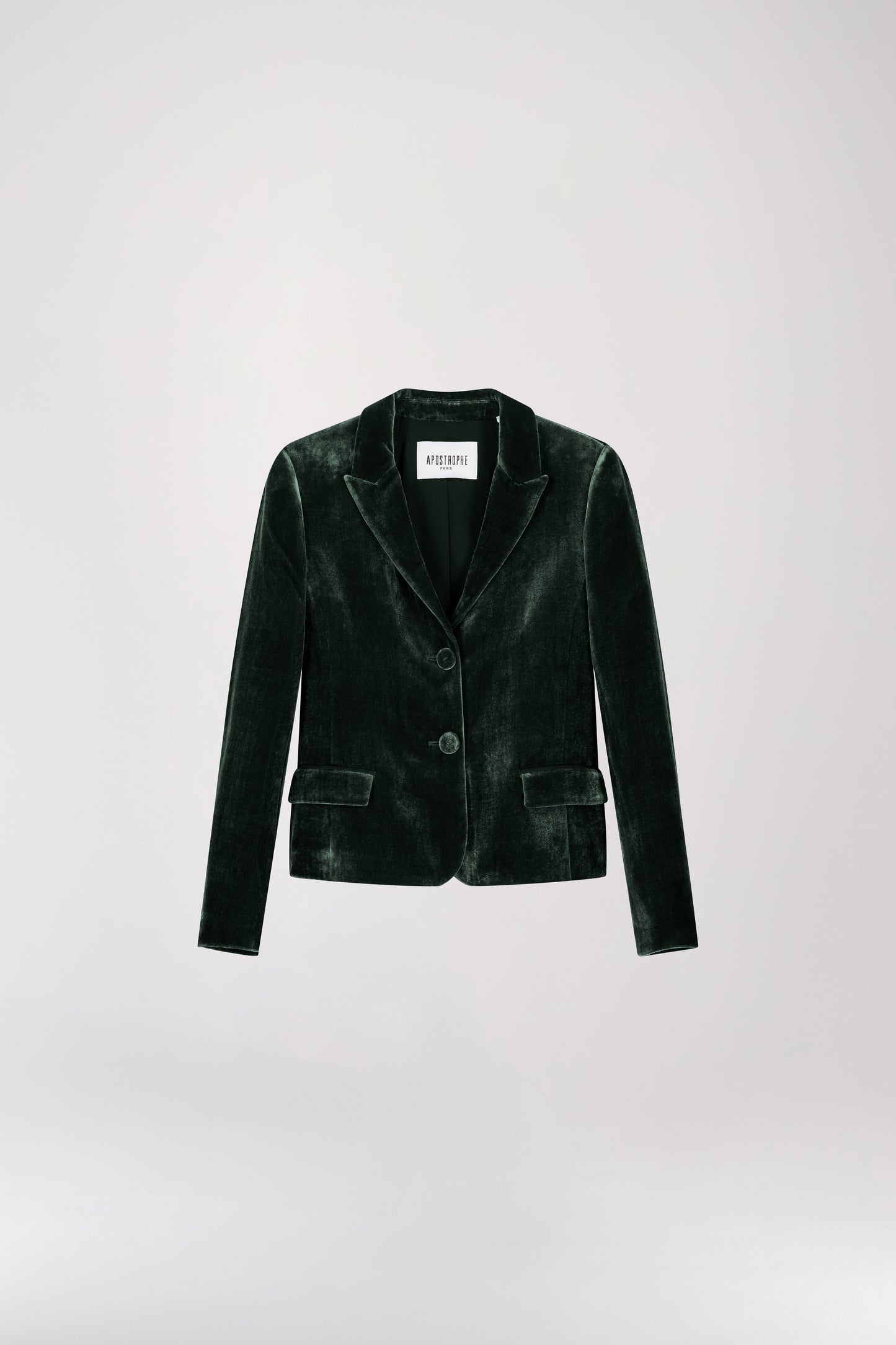 Short dark green velvet jacket