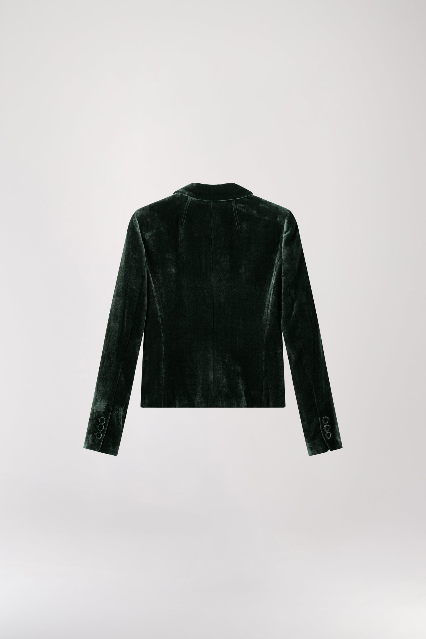 Short dark green velvet jacket