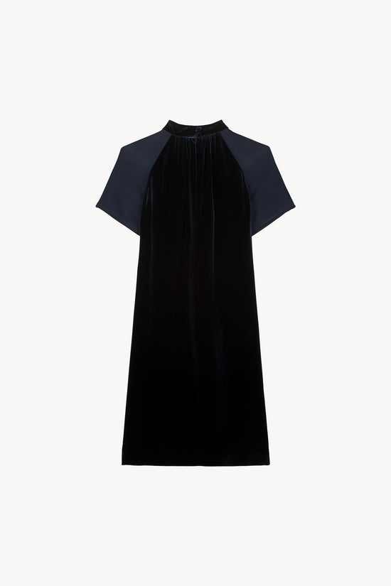 Robe courte bi-matière marine