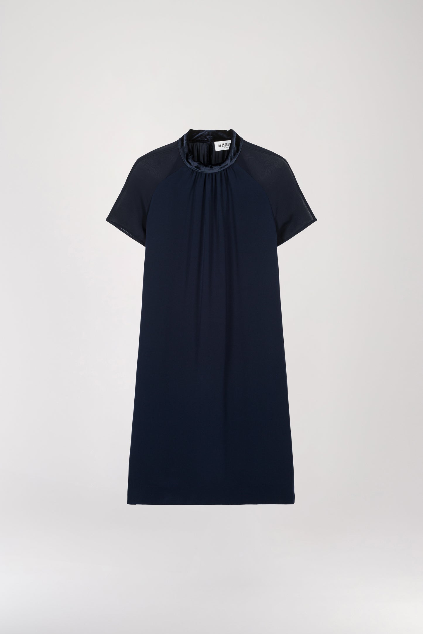 Short navy bi-material dress