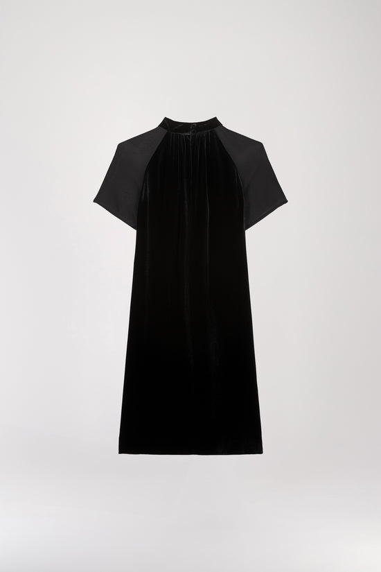 Robe courte bi-matière noir