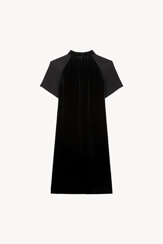 Robe courte bi-matière noir