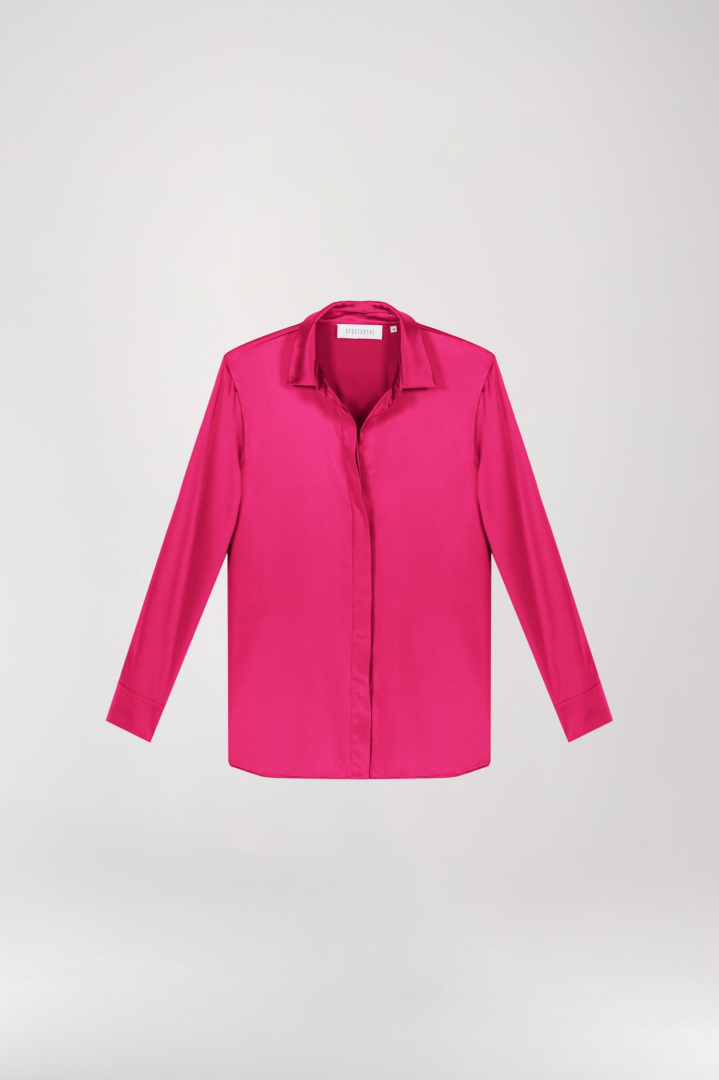 Raspberry open collar satin shirt