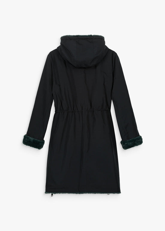 Parka réversible en fausse fourrure noir