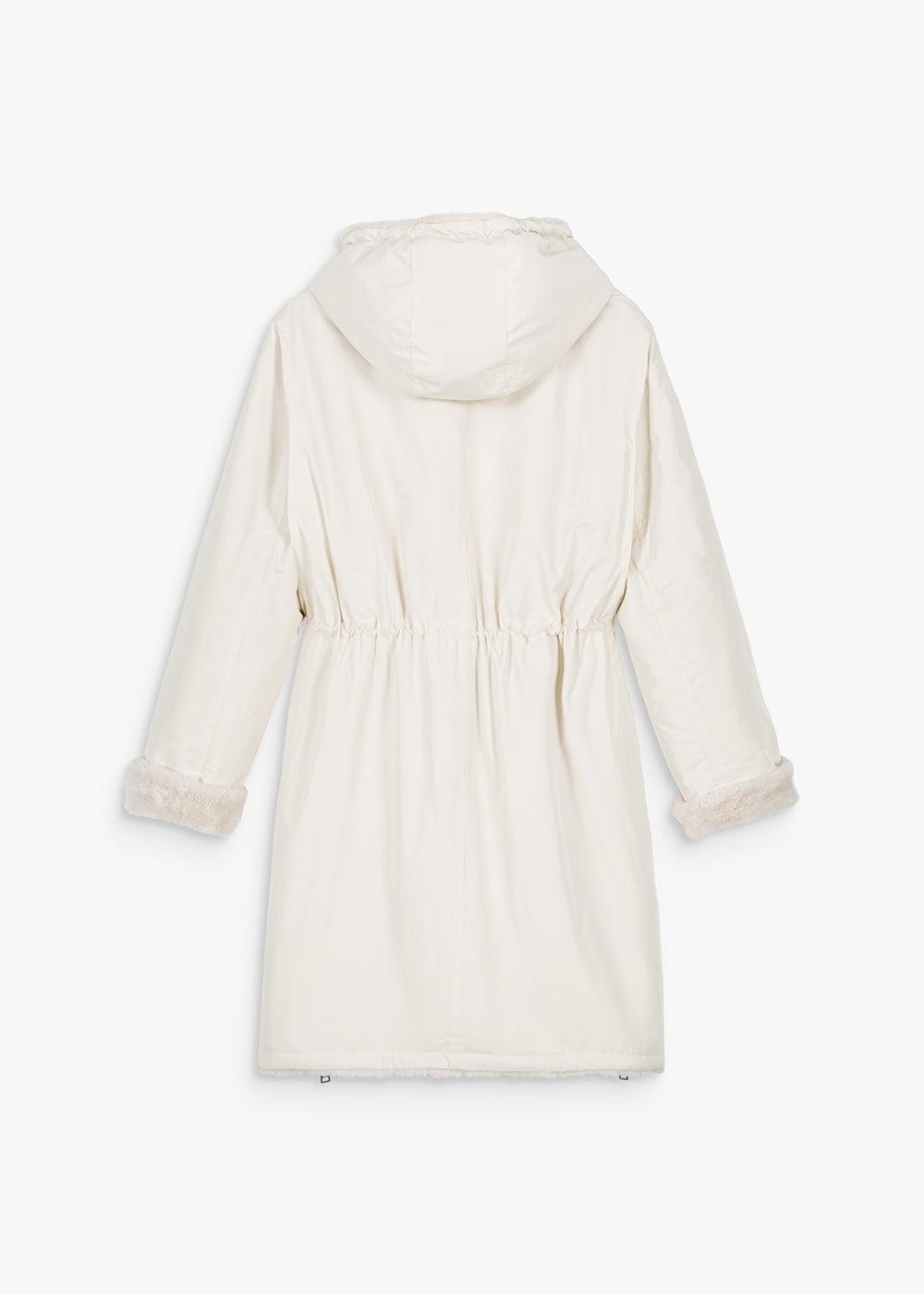 Parka réversible en fausse fourrure beige