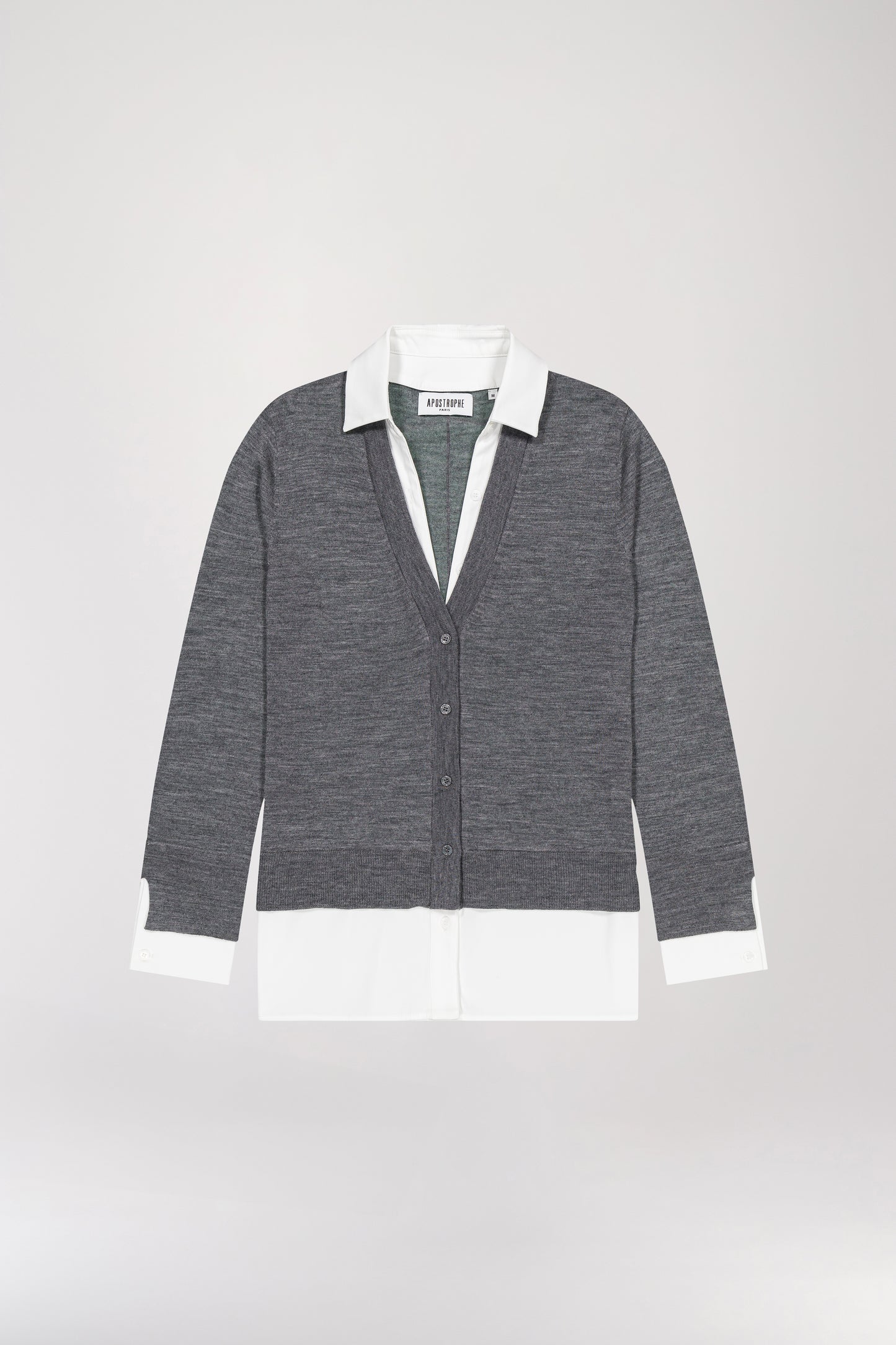 Gray wool trompe l'oeil vest