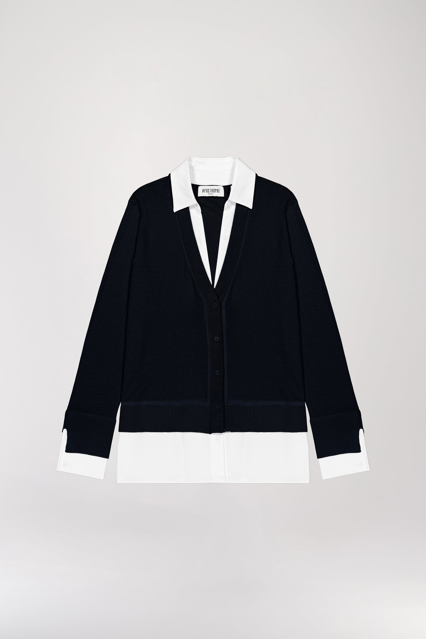 Trompe l'oeil vest in navy wool