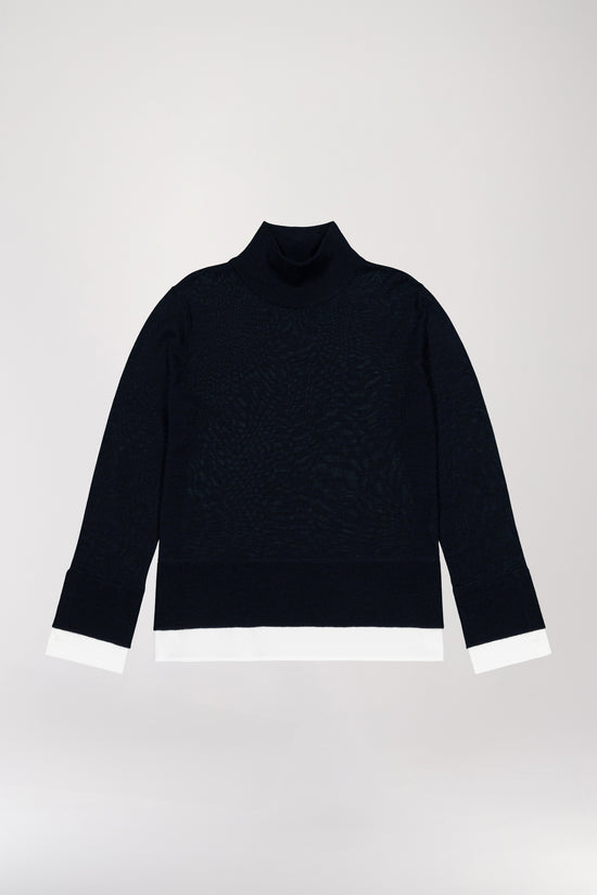 Tomme l'oeil funnel neck sweater in navy wool