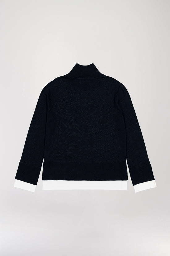 Tomme l'oeil funnel neck sweater in navy wool