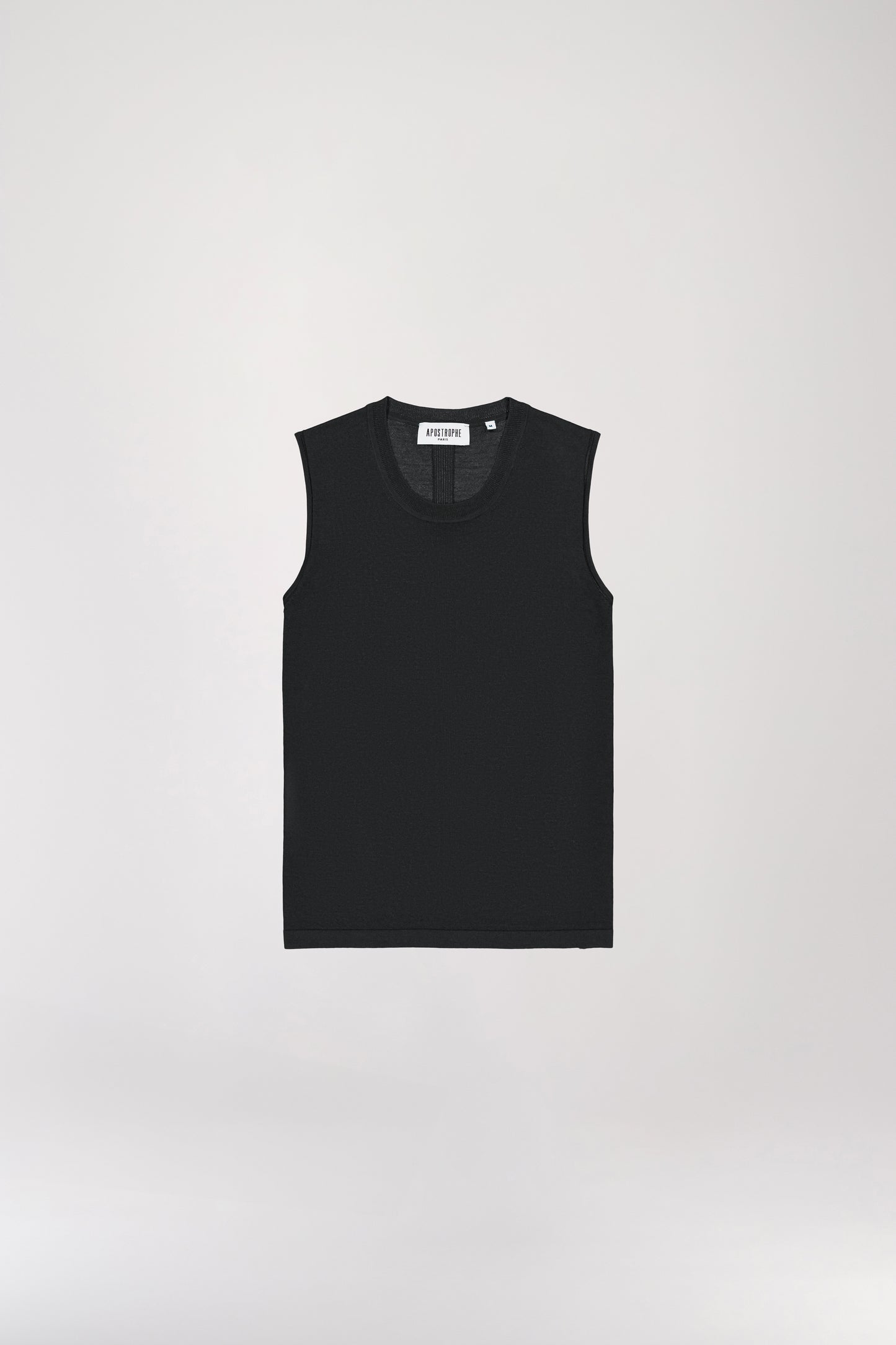 Black merino wool tank top