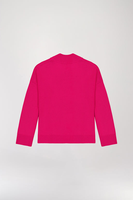 Raspberry cashmere funnel neck sweater