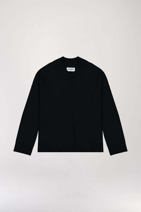 Black cashmere funnel neck sweater