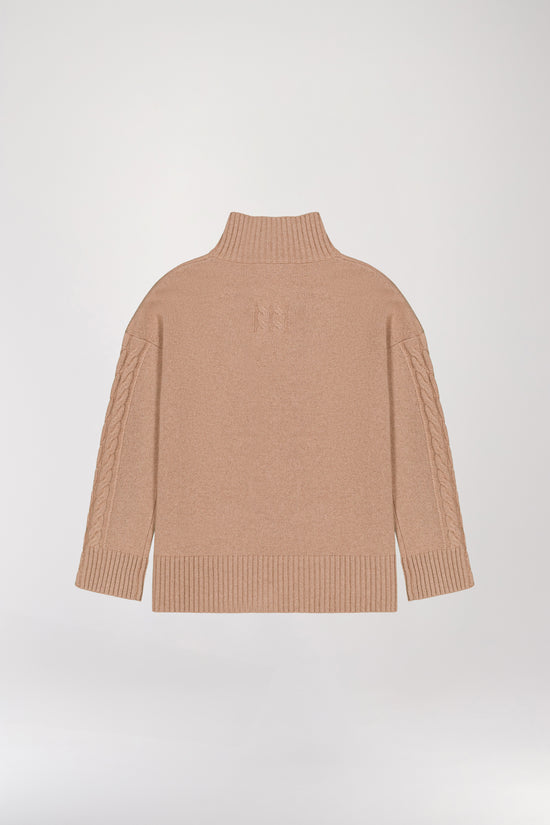 Camel trucker neck sweater