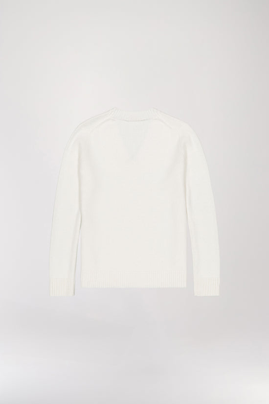 Pull col V pailleté blanc cassé