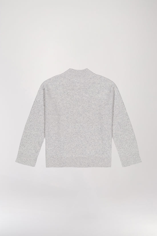 Pale gray visible stitching sweater