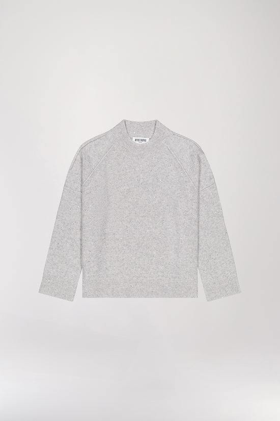 Pale gray visible stitching sweater