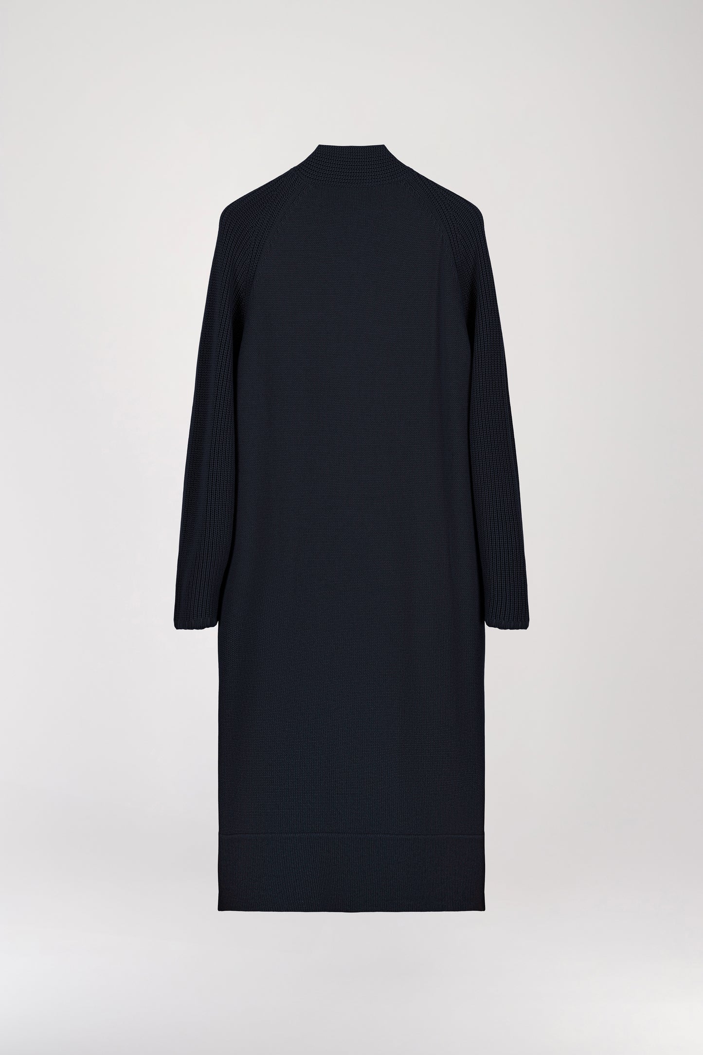 Long navy knit coat