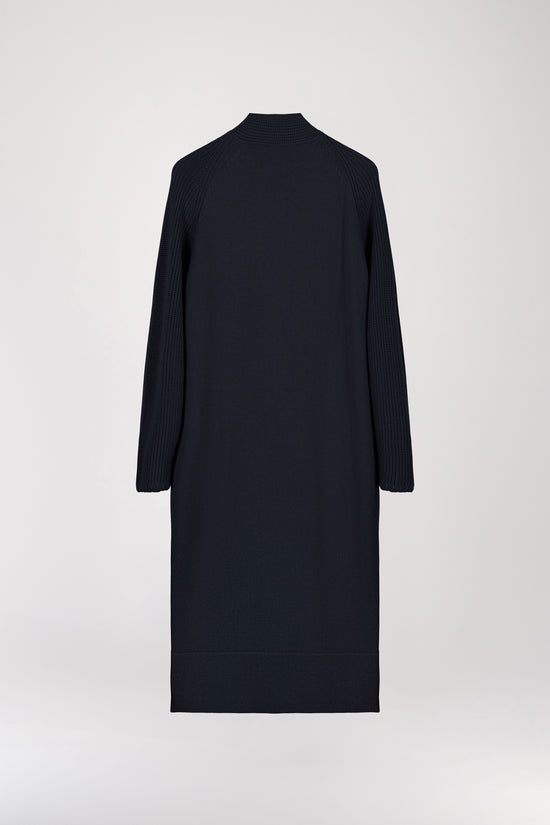 Long navy knit coat