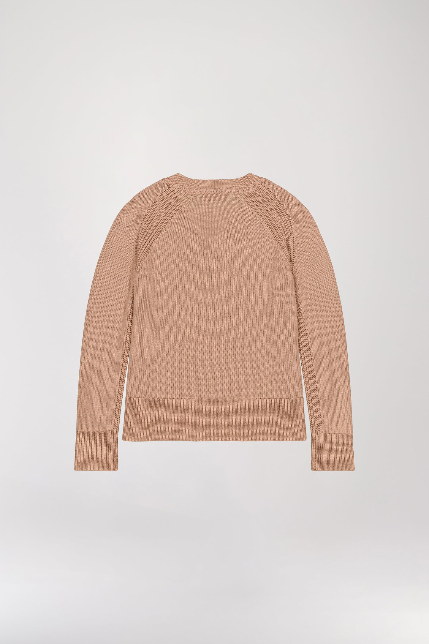 Camel braided V-neck sweater