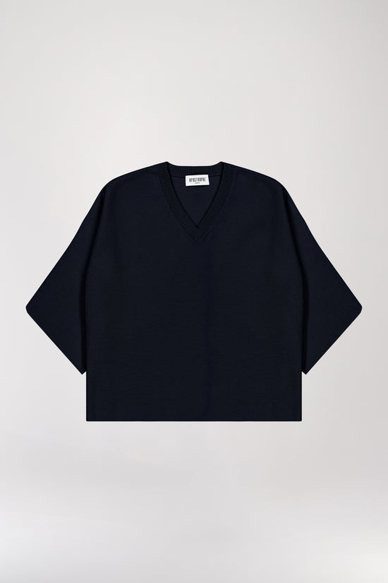 Navy oversized V-neck sweater