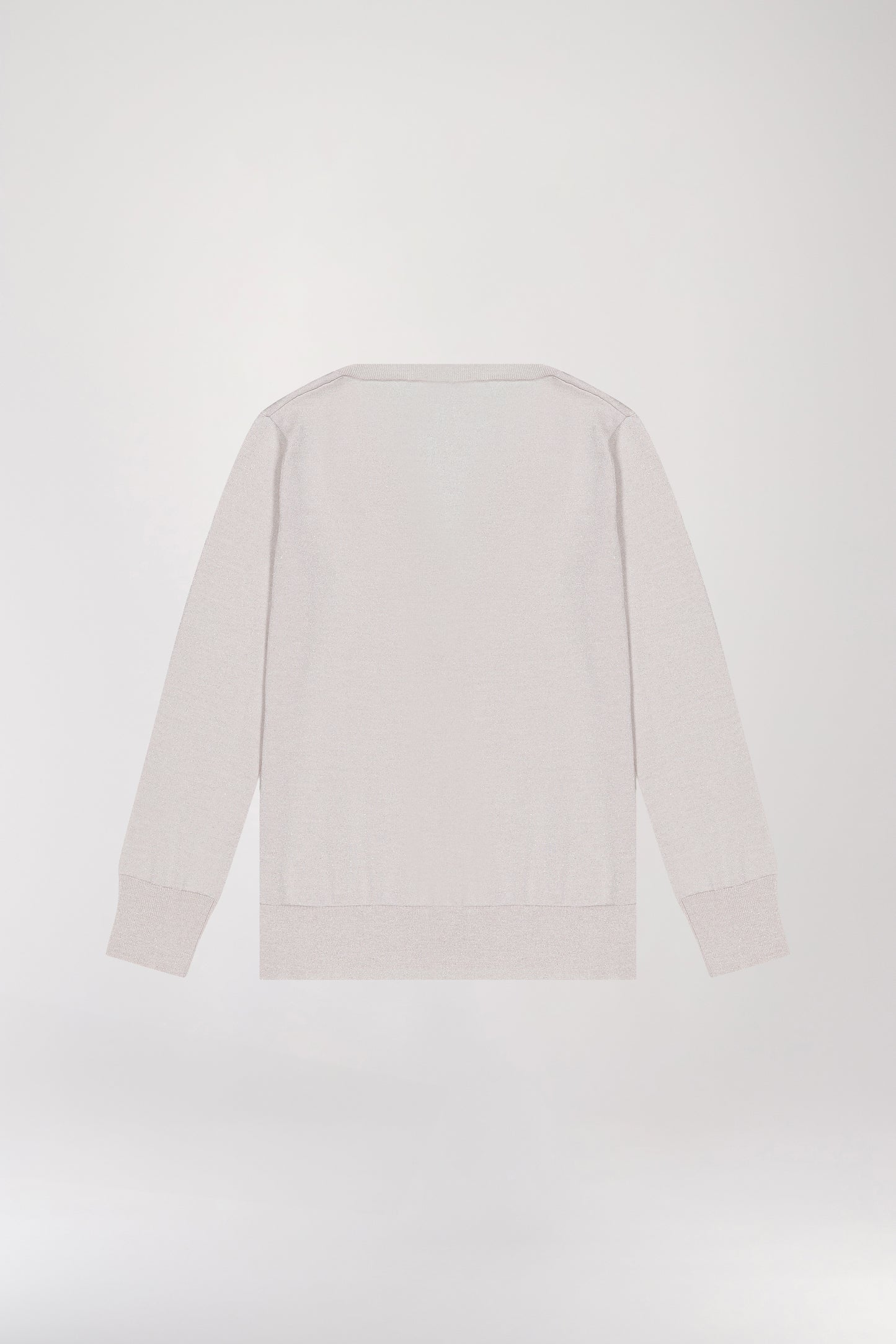 Beige wool and lurex V-neck sweater