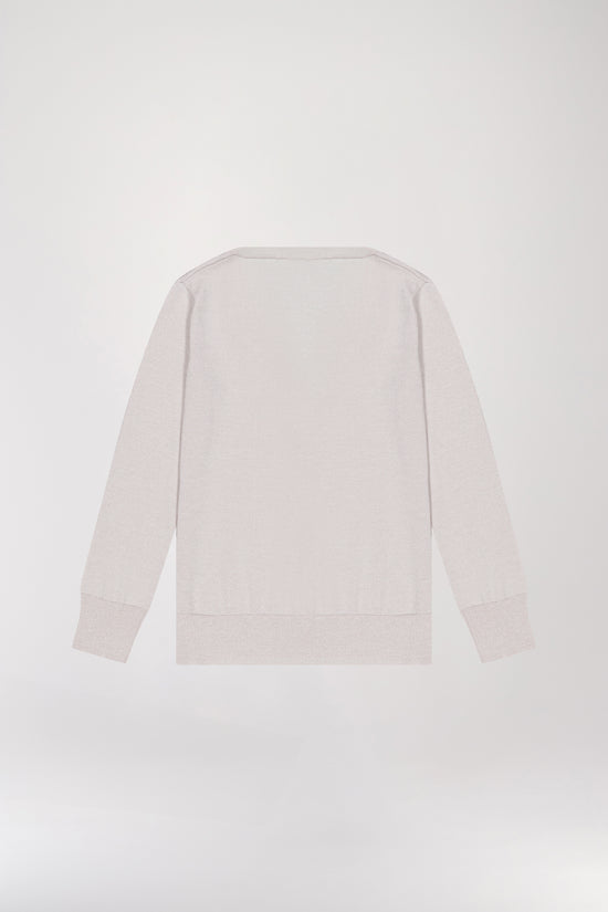 Pull col V en laine et lurex beige